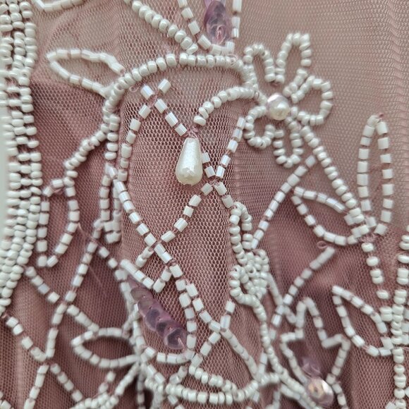 Adrianna Papell Mauve-white beaded dress 20W - Picture 8 of 10